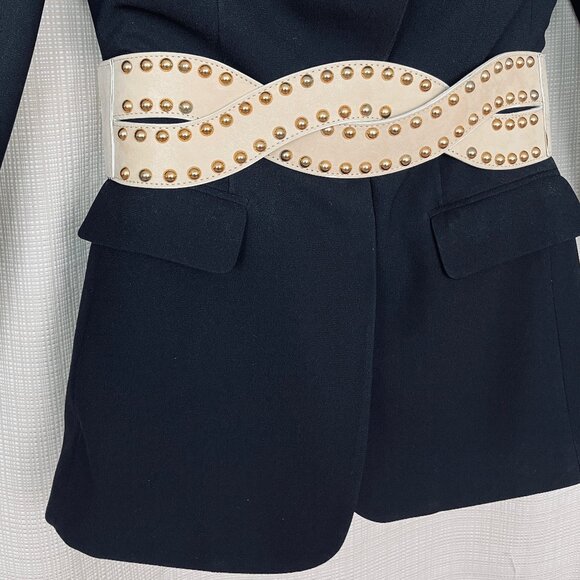 Vintage Wide Statement Suede Leather Corset Belt Gold Studs Boho Maximalist main image 15